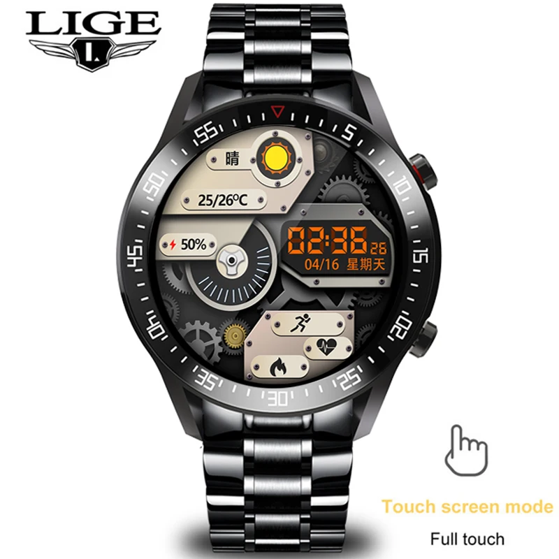 LIGE-reloj inteligente para hombre, nuevo accesorio de pulsera resistente al agua con seguimiento de actividad deportiva, control del ritmo cardíaco y pantalla táctil, 2021