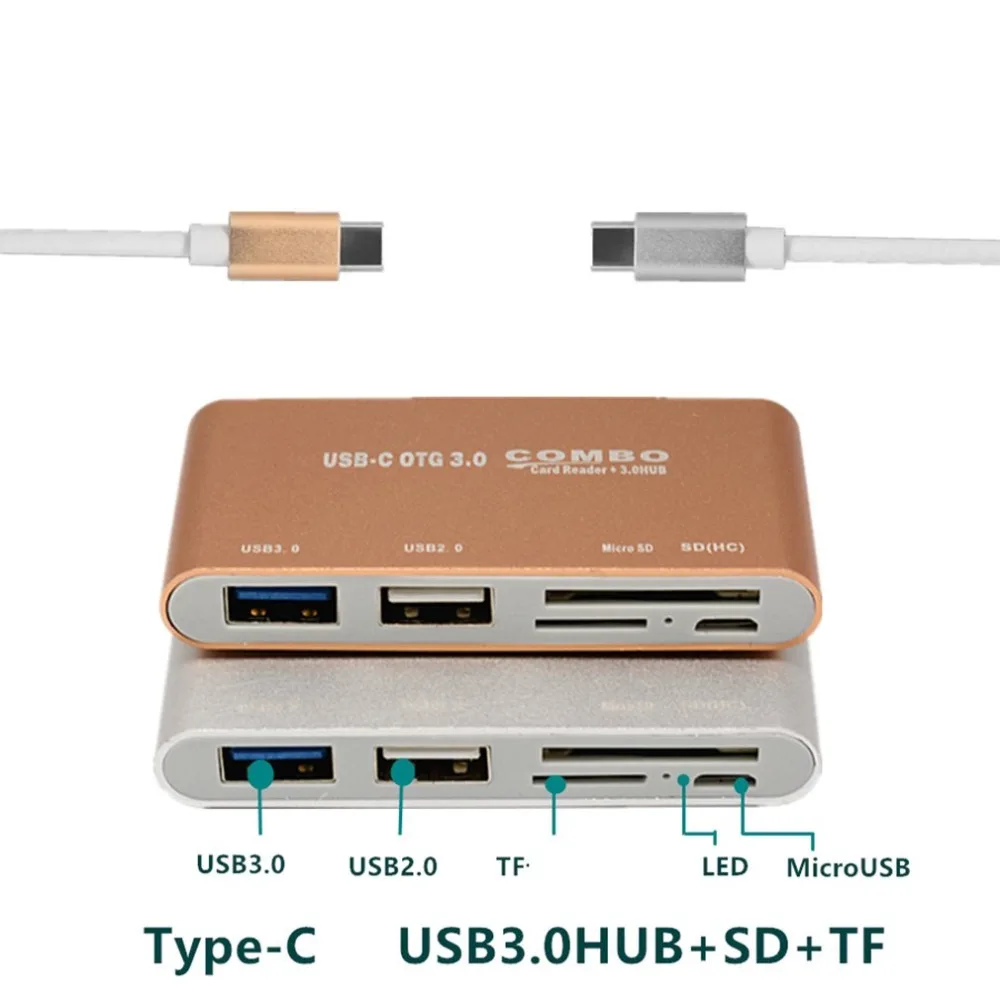 Компактный размер type-c OTG 3,0 концентратор кард-ридер USB 3,1 тип-c до USB3.0 концентратор TF кард-ридер адаптер конвертер