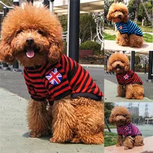 Модная осенне-зимняя футболка для собак, щенков, кошек, полосатая одежда с принтом, бархатный свитер, костюм, пальто, теплая и уютная одежда#3N18