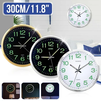 

Modern 12 Inch Wall Clock Round Silent Luminous Design Metal Wall Clock Quartz Clocks for Living Room Modern Home Decor