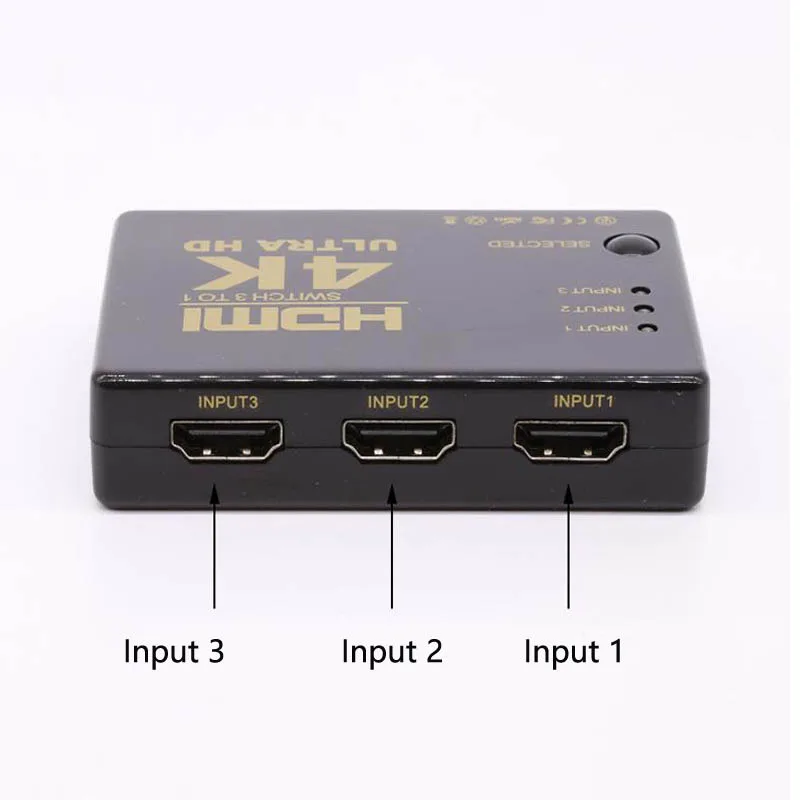 Мини HDMI переключатель усилителя, 3 порта 4K* 2K 1080P коммутатор разветвитель коробка Ultra HD для DVD HDTV Xbox PS3 PS4 с пультом дистанционного управления