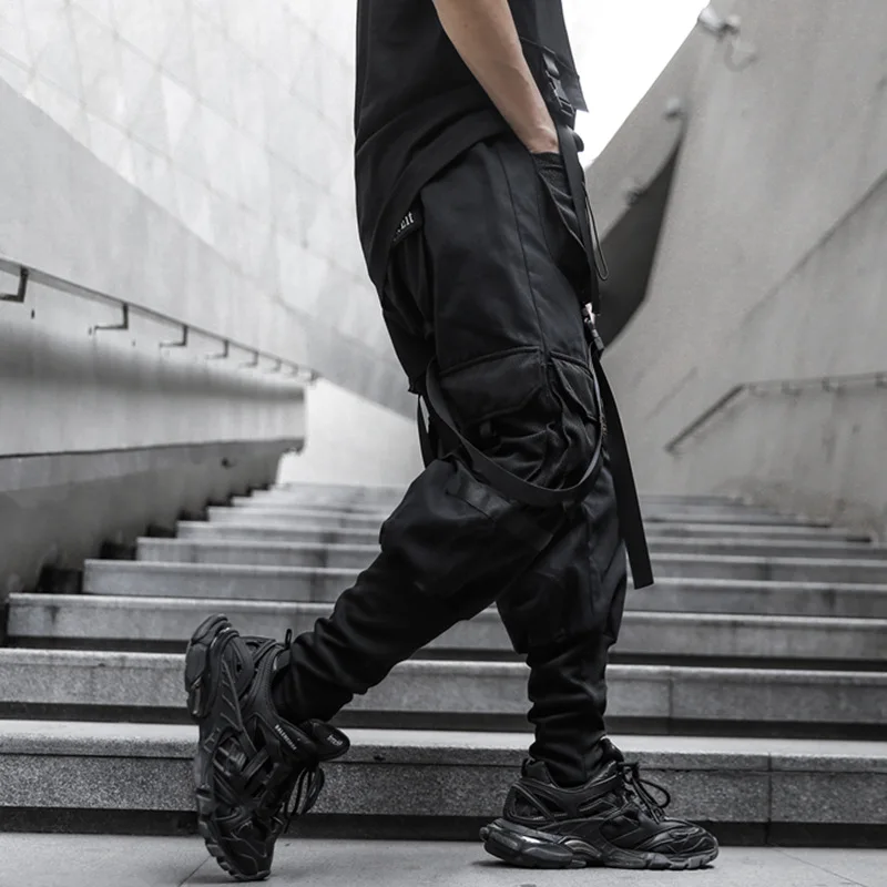 Tactical Cargo Pants Men Harajuku Streetwear Function Joggers Pants Ribbons Trousers Elastic Waist HipHop Male ﻿ 3