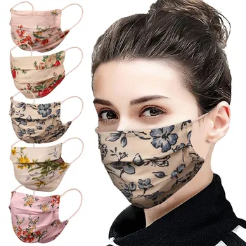 

masque adulte Cosplay Mask Double Layer Filter Pocket Washable Reusable Cotton Mask Floral Print Cloth Mask Women mascarillas