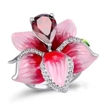 Уникальные женские модные ювелирные изделия розового лотоса серебряного цвета кольцо Свадебные вечерние Обручальные кольца