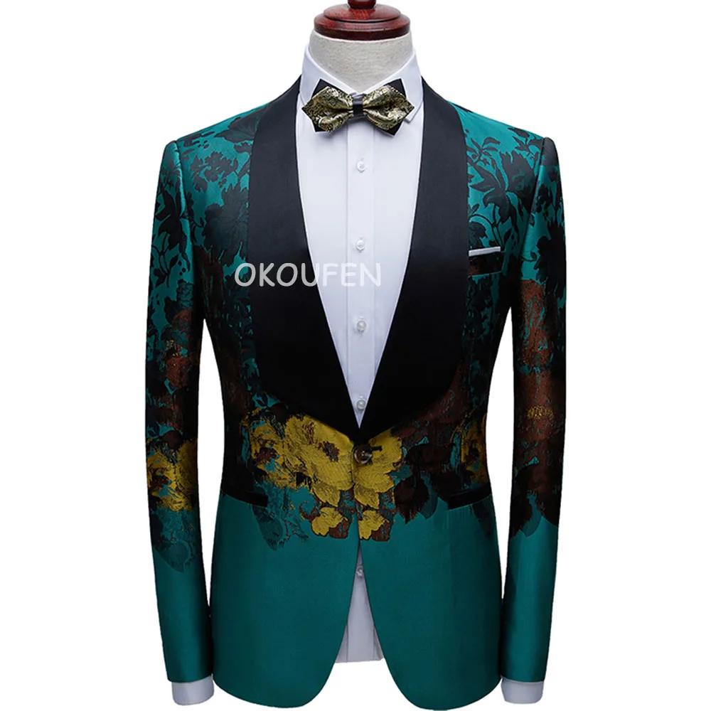 

Personality singer stage performance banquet dress photo studio tide Men's fashion slim suit suit host young
