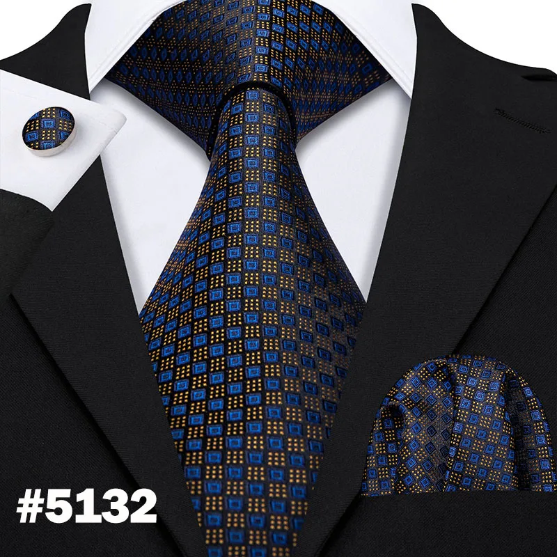 LS-1199, мужские галстуки, модный Клетчатый шелк, Barry.Wang, жаккардовый тканый галстук, носовой запонки, набор галстуков для мужчин, официальные, для свадьбы - Цвет: LS-5132