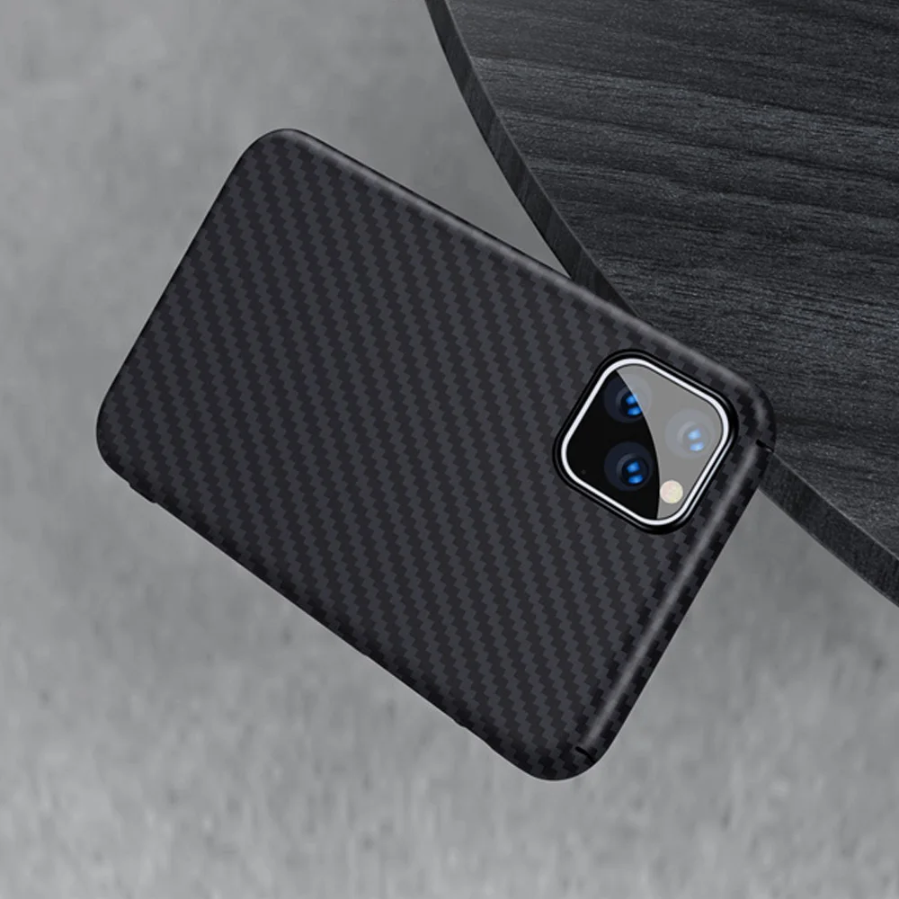 Роскошный 3D карбоновый и кевлар 0,2 мм тонкий защитный чехол для iPhone 11 11Pro 11ProMax