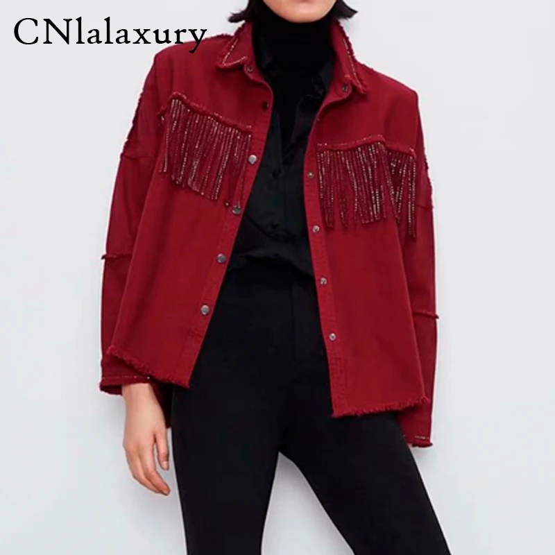 frayed tassel denim jacket