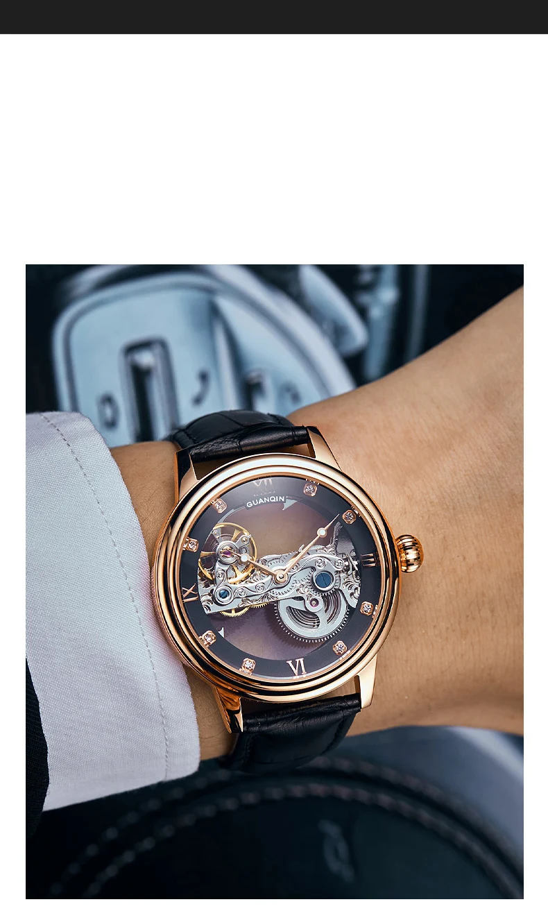 GUANQIN, новинка, светящиеся часы, Tourbillon, скелет, автоматические, мужские, спортивные, механические, часы, мужские, водонепроницаемые, золотые, relogio masculino