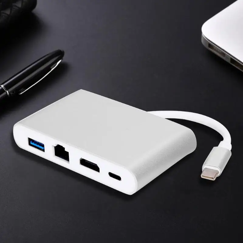 4 в 1 USB TYPE-C концентратор USB-C-HDMI Gigabit Lan RJ45 Ethernet TYPE-C адаптер PD USB 3,0 концентратор для MacBook Galaxy S8 huawei Mate10