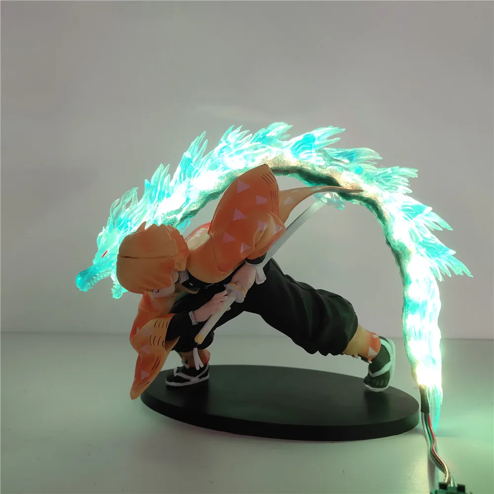 Anime Figure Action Demon Slayer Zenitsu Kimetsu no Yaiba Figure DIY Led Remote Control Dragon Set PVC Toy Demonic Figurine Doll