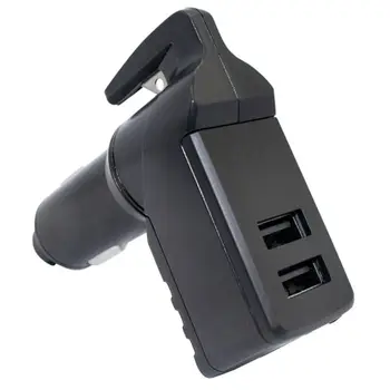 

USB Emergency Escape Tool: Life-Saving Rescue Car Charger, Spring Loaded Window Breaker, Seat belt Cutter, Dual USB Port