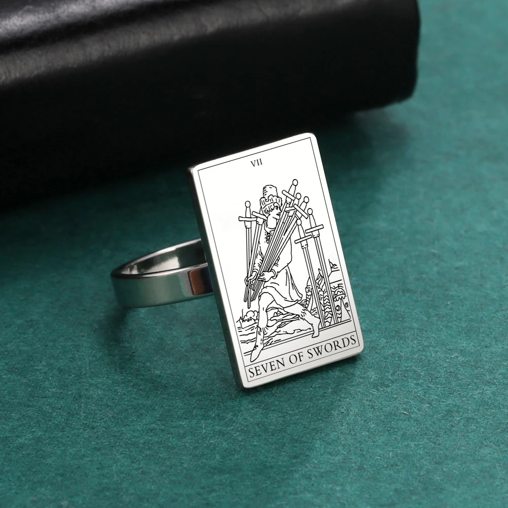 Tarot-Inspired Gold Stainless Steel Esoteric Amulet Ring