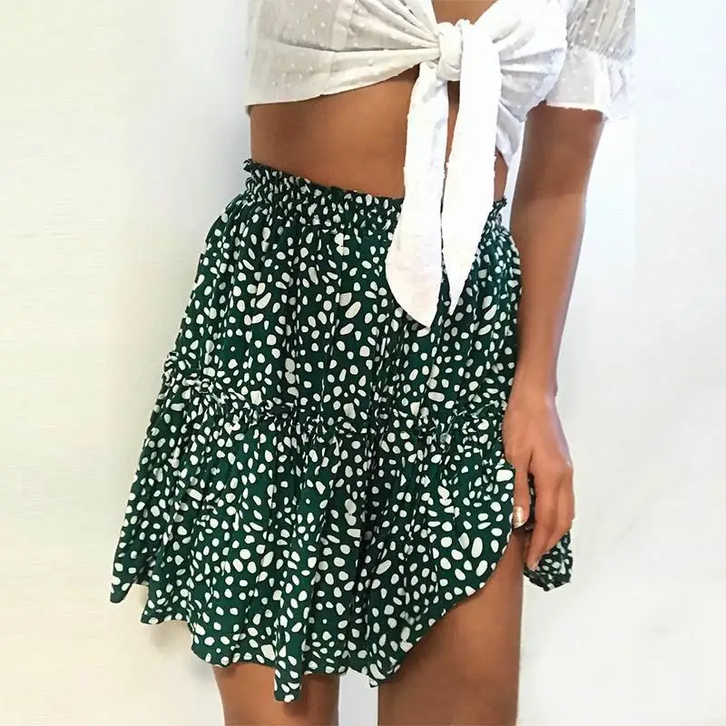 

2019 Spring Europe And America-WOMEN'S Dress Printed Dotted Short Skirt Frilled Skirt Supply of Goods