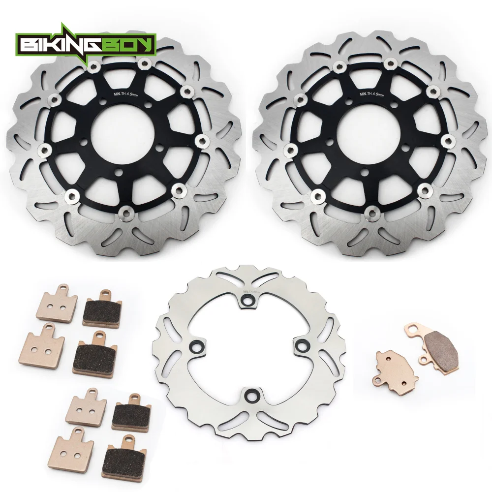 BIKINGBOY для KAWASAKI ZX6R ниндзя ZX600 2007 2008 2009 2010 2011 2012 Круглый/волнистые спереди и сзади тормозные диски роторы колодки
