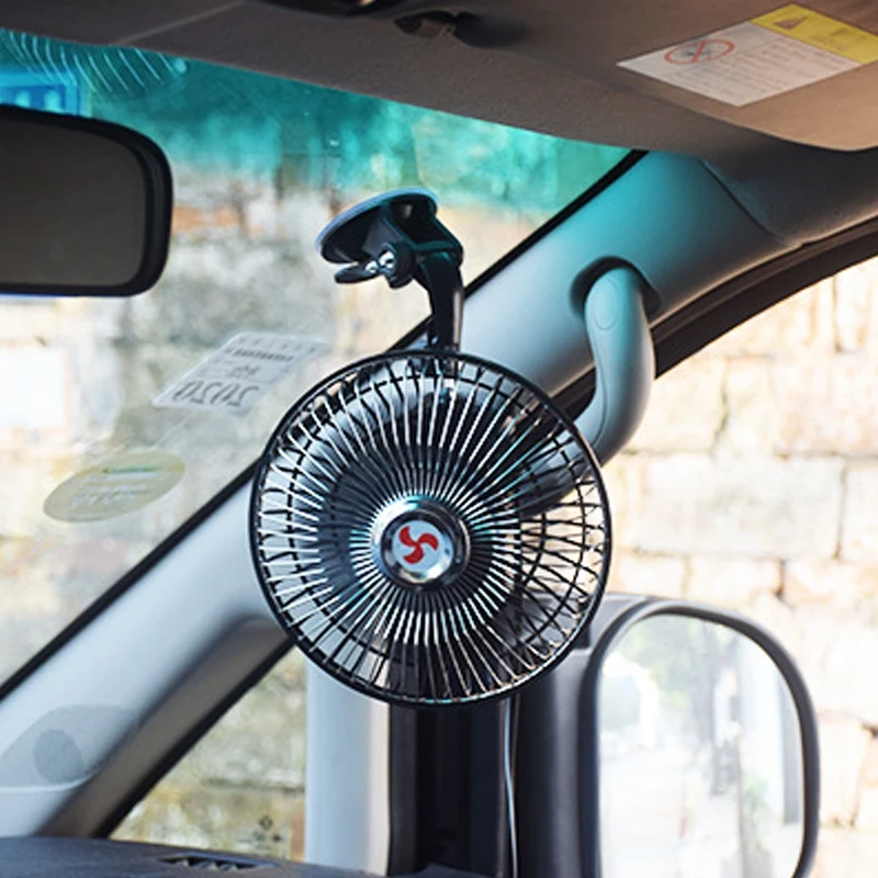 Top! 12V 8Inch Vehicle Portable Fan Car Desk Clip on Fan Swivel Bracket