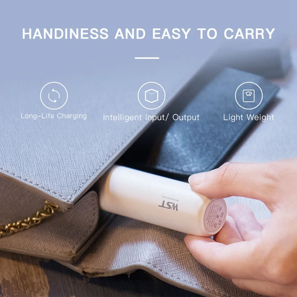 Внешний мини аккумулятор CASEIER 3350 мАч для Xiaomi USB портативное зарядное устройство