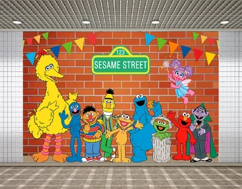 

Lyavshi Sesame Street Photography Background Red Brick Wall Baby Birthday Party Backdrop Vinyl Photographic Backdrop PhotoStudio