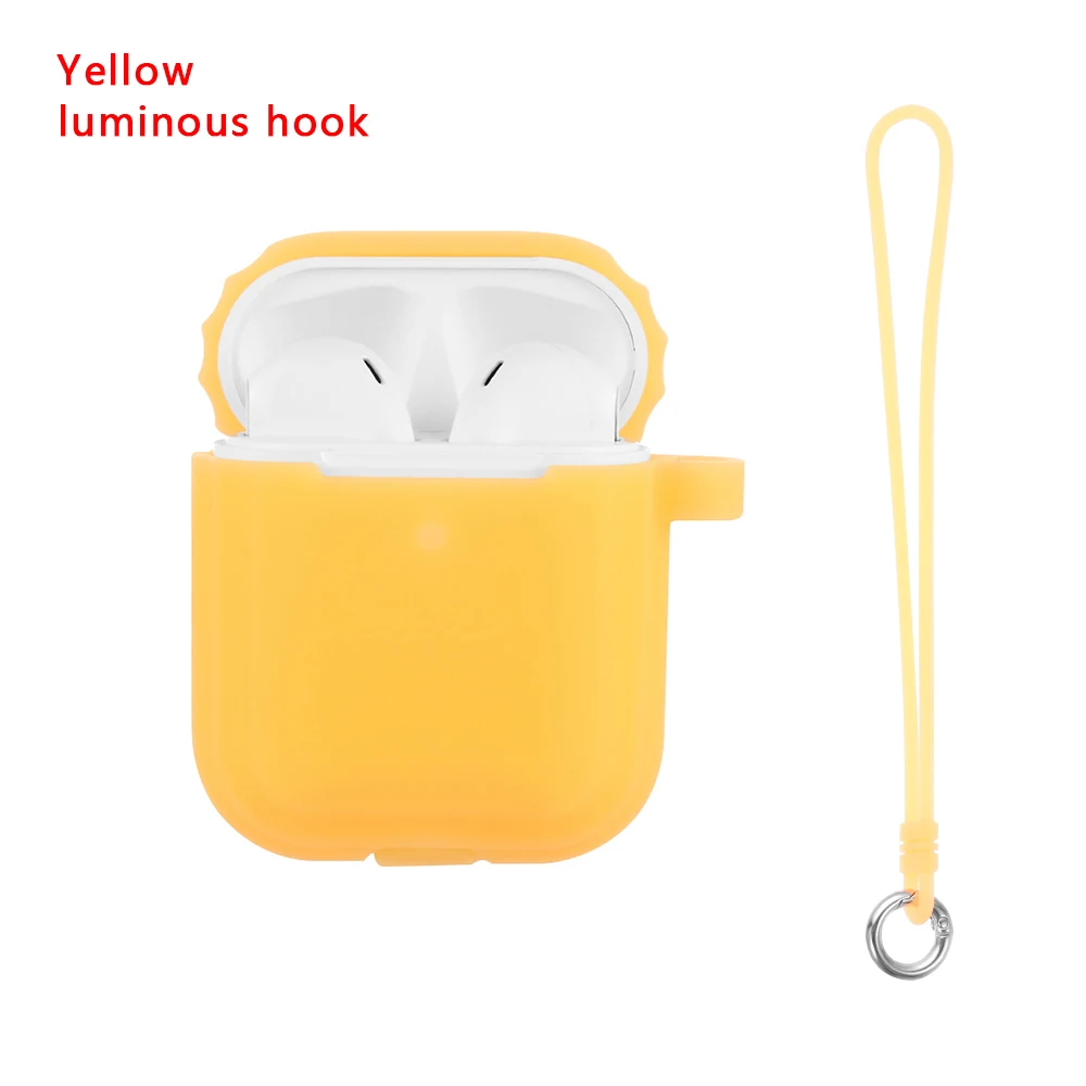 luminous hook-y Модный светящийся силиконовый чехол с защитой от царапин для наушников чехол с крючками для Airpods зарядная коробка - Цвет: luminous hook-y