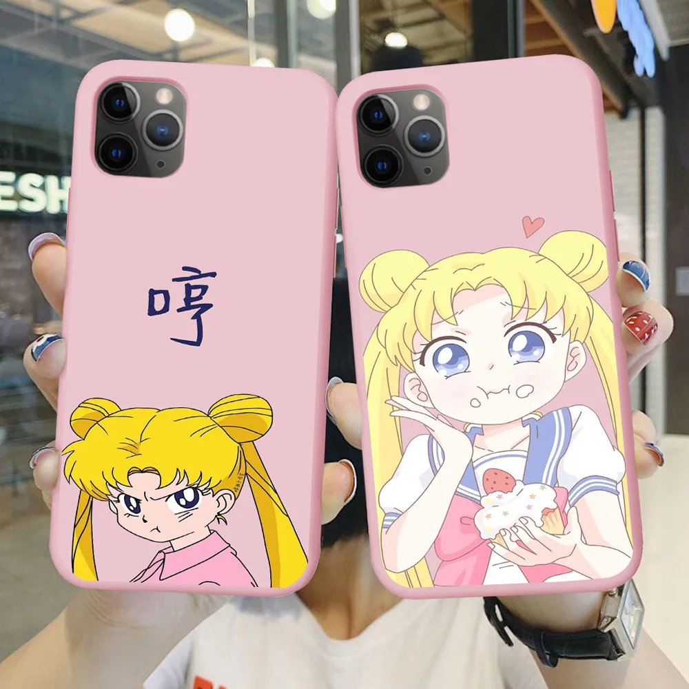 Японский чехол для телефона аниме iPhone 11 Pro MAX кавайная морская луна розовый мягкий