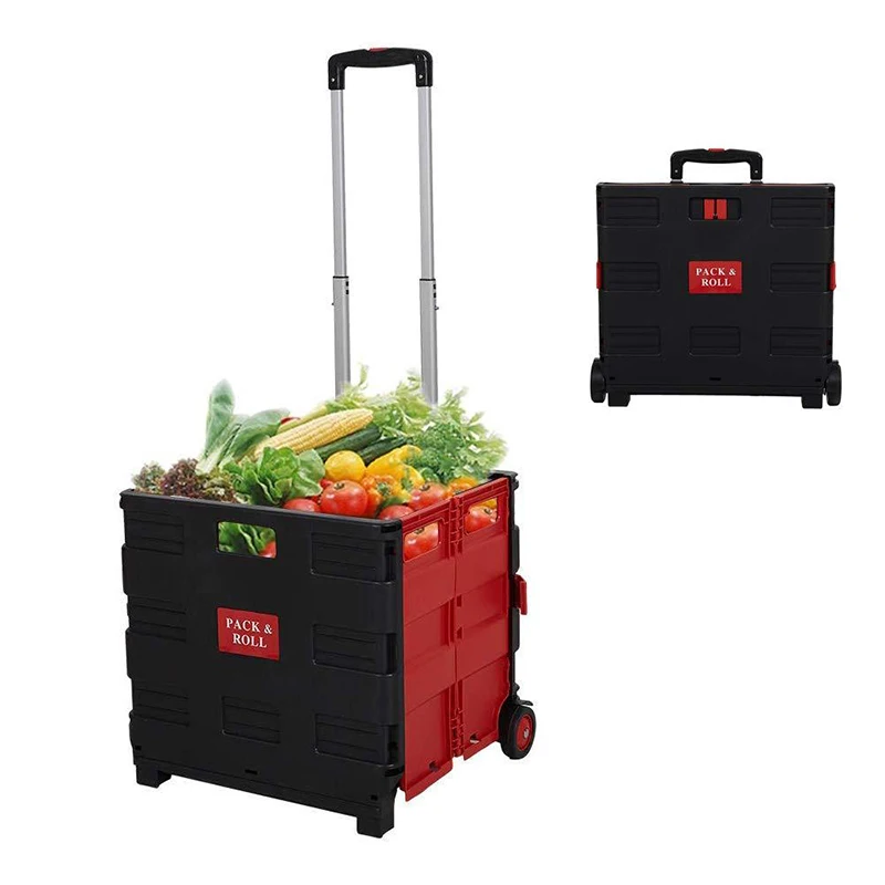 Folding Shopping Cart with Wheels Collapsible Grocery Storage Transit Utility Hand for Daily Use 77 Lbs Capacity | Мебель