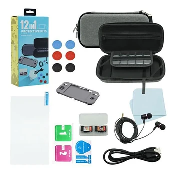 

12 in 1 for Switch Lite Accessory Headphone+Storage Bag+Data Cable+Silicone Protective Case+Card Box and So On