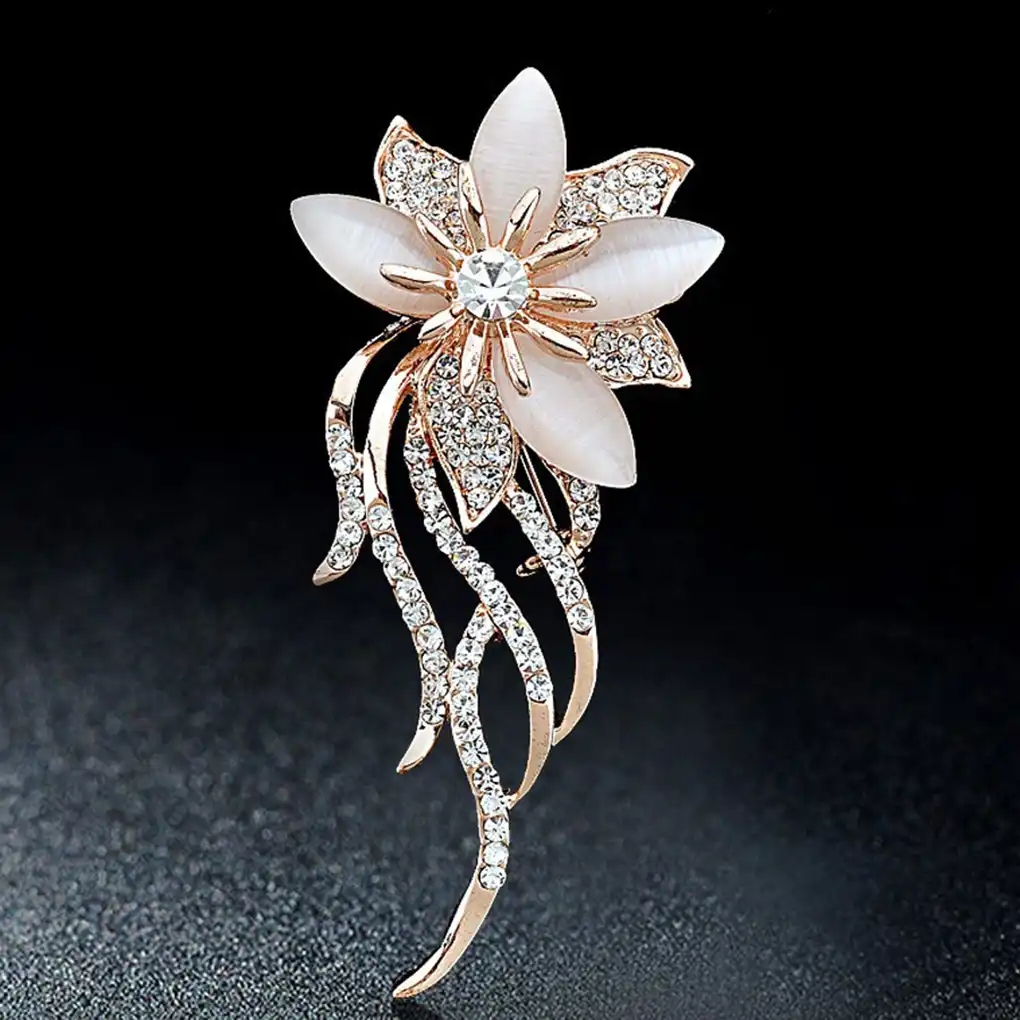 fashionable opal stone flower brooch pin women gar