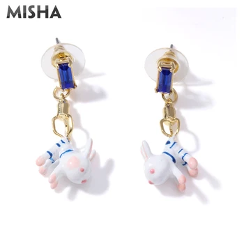 

MISHA Trendy Stud Earrings For Women Girls Handmade Enamel Glaze Cute Rabbit Stud Earrings Romantic Party Jewelry Gifts L662