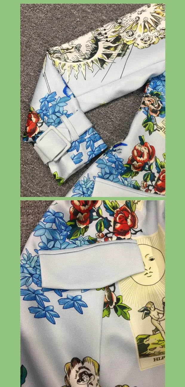 Модное шоу ropa mujer осенне-зимние пальто и куртки для женщин с длинным рукавом винтажный ремень Поддельные карманы печати feminina vestidos