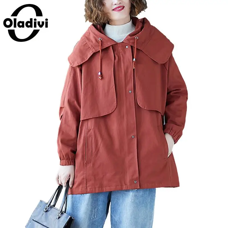 

Oladivi Large Plus Size Women Coat Fashion Ladies Casual Hooded Jacket Loose Overcoats 2019 Autumn Outerwear Female Top Cardigan
