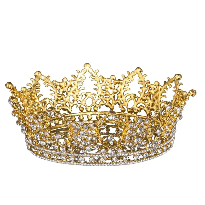Vintage Crystal Rhinestone Bridal Wedding Crown Bling Tiara with Side Comb Silve