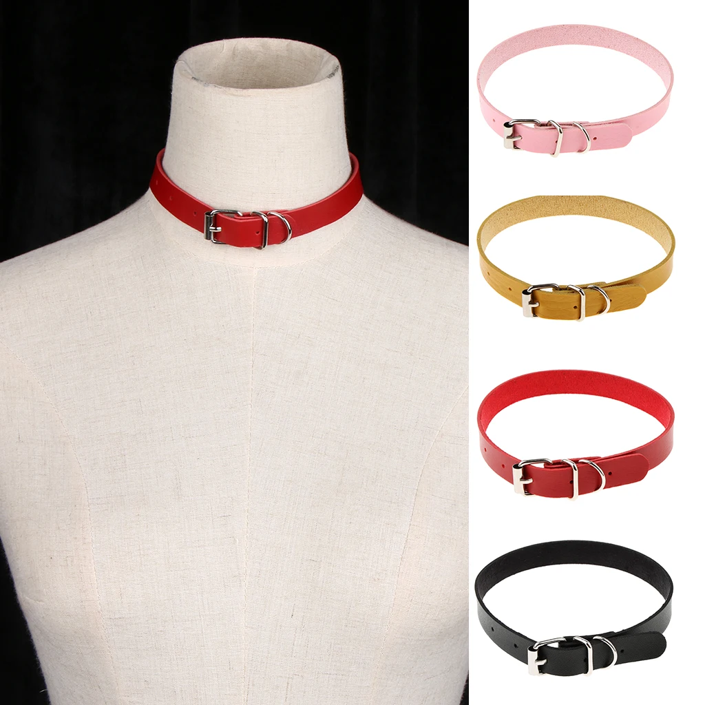 Fashionable Chic Punk Women Lady PU Leather Buckle Belt Choker Chain Charm Collar Necklace Bracelet