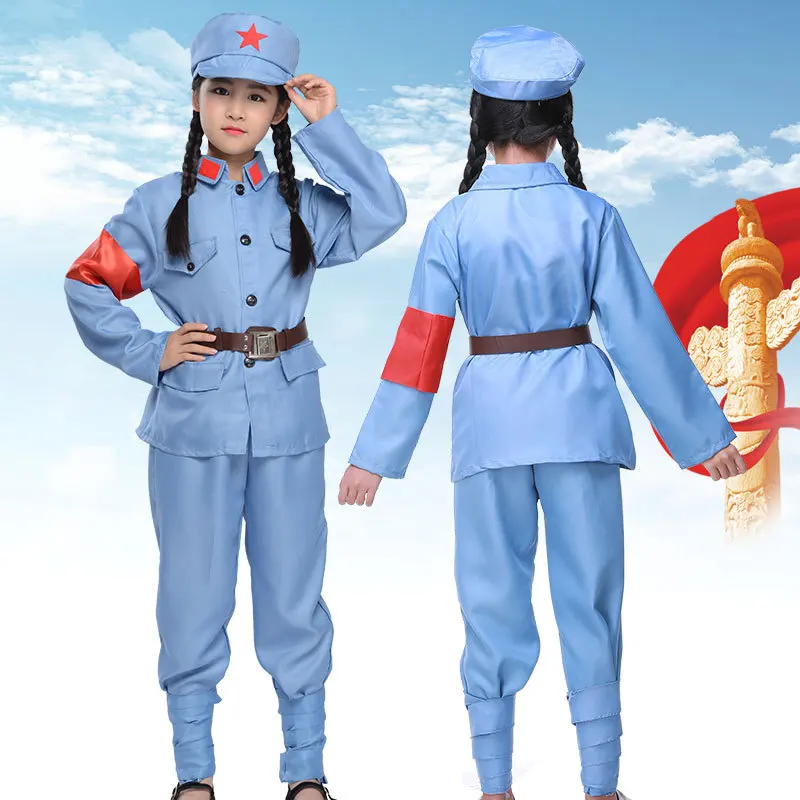 

Costume Civil-Military the Red Army Workers Farmer Village Girl Eighth Route Army Children Large Clothing Unisex Clothes Men And