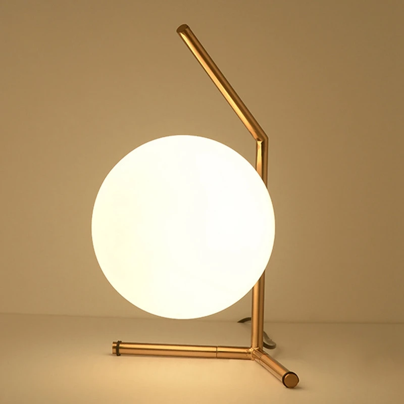 

Modern Nordic Glass Table Lamp Home Guest Bedroom Restaurant Cafe Decoration Table Lamp White Light with EU Plug