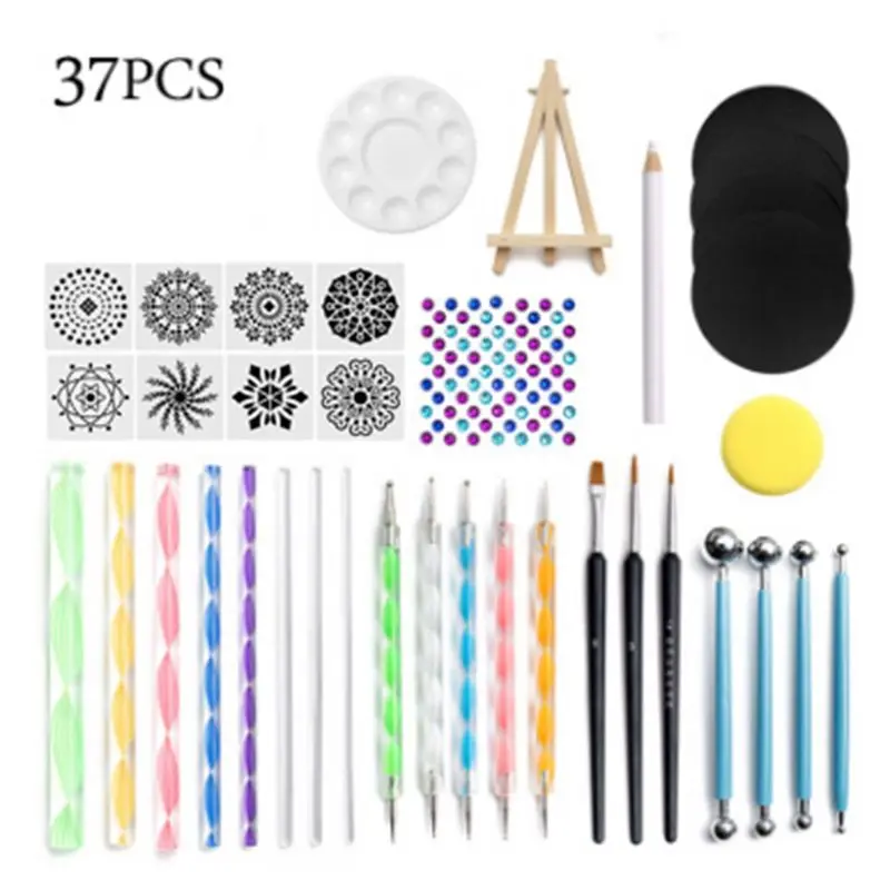 

37pcs Mandala Dotting Tools Set for Painting Rock Gem Sticker Easel Stencil Art