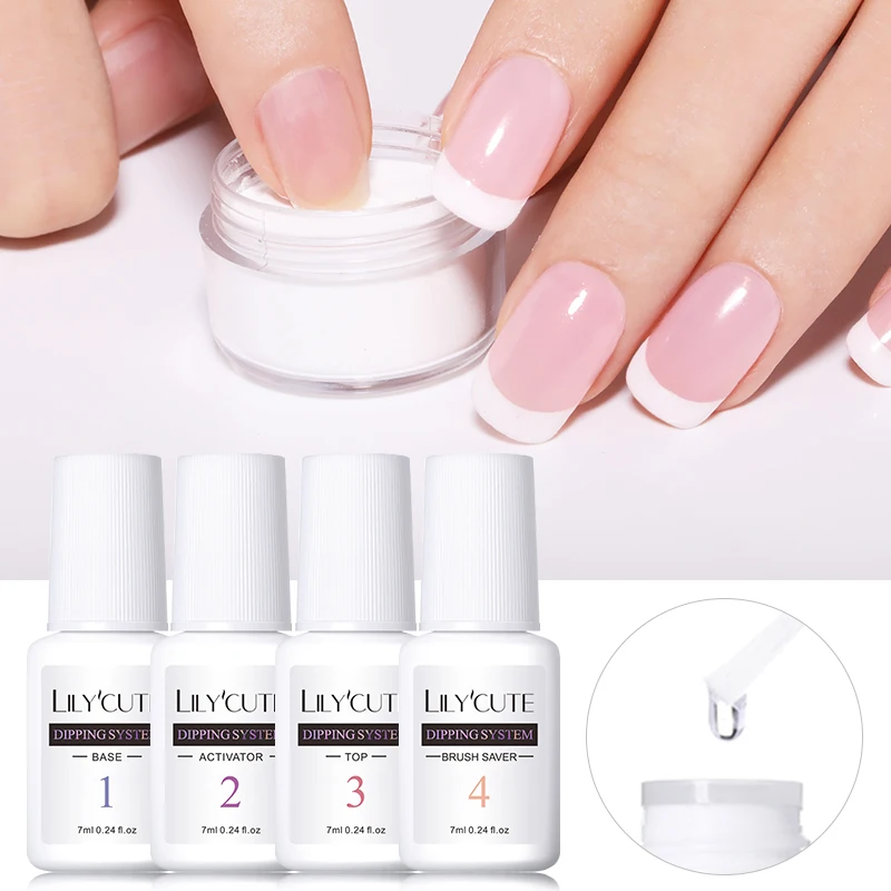

LILYCUTE 7ml Dipping Nail Powder System Liquid Clear Base Activator Top Nail Art Dip System Liquid No Need UV Lamp Manicure