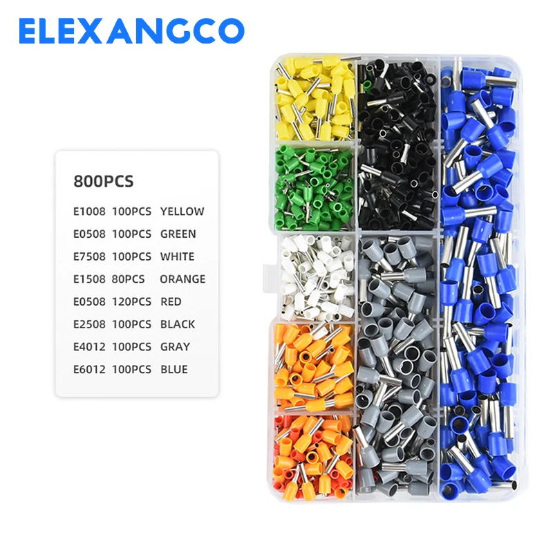 VE 관형 압착 단자, 케이블 절연 단자 블록, 냉간 압착 커넥터, 압착 단자 키트, 800PCs 박스 2510409