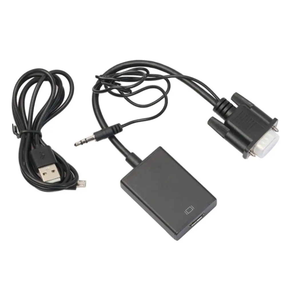 Черный EDAL VGA в HDMI адаптер 3,5 мм аудио разъем поддержка 1080P USB мощность видео кабель конвертер для ноутбука Настольный HDTV HD проекторы S - Цвет: Черный
