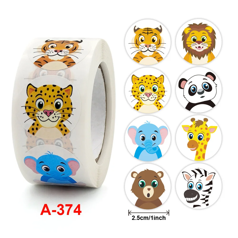50-500pcs Cartoon Animal Children Sticker Label Thank You Stickers Cute Toy Game Tag DIY Gift Sealing Label Decoration Supplies