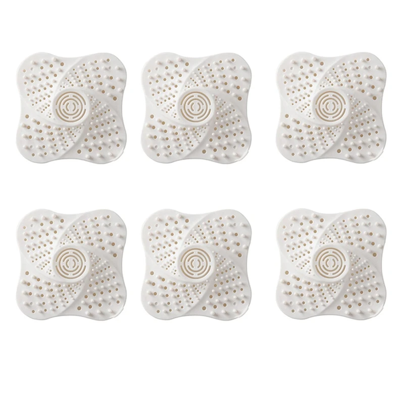 

Shower Drain Hair Trap with Stickers, Hair Catcher Shower Drain, Silicone Drain Hair Catcher (6 PACK, White)