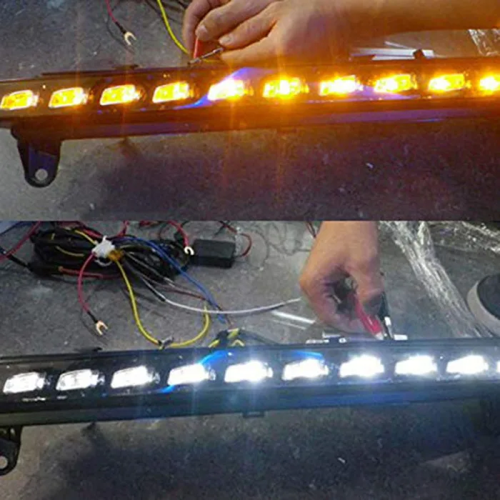 1 пара светодиодный DRL Дневной ходовой светильник для вождения Поворотная сигнальная лампа для Audi Q7