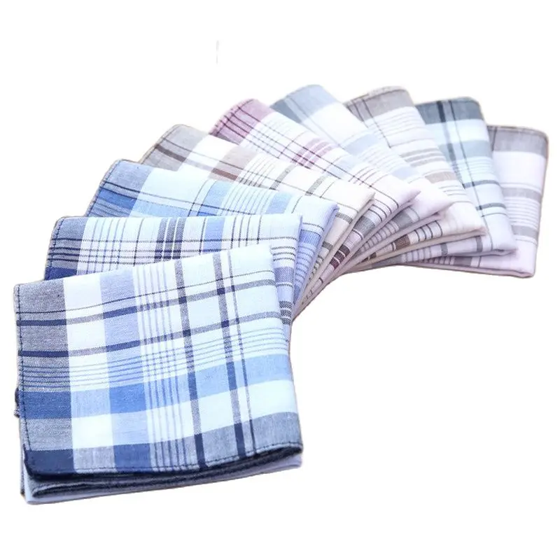 

1pcs Novelty Wedding Gift Dining Table Cotton Cloth Handkerchief Cheap Style Plaid Handkerchiefs Men Pocket Square Hanky 40CM