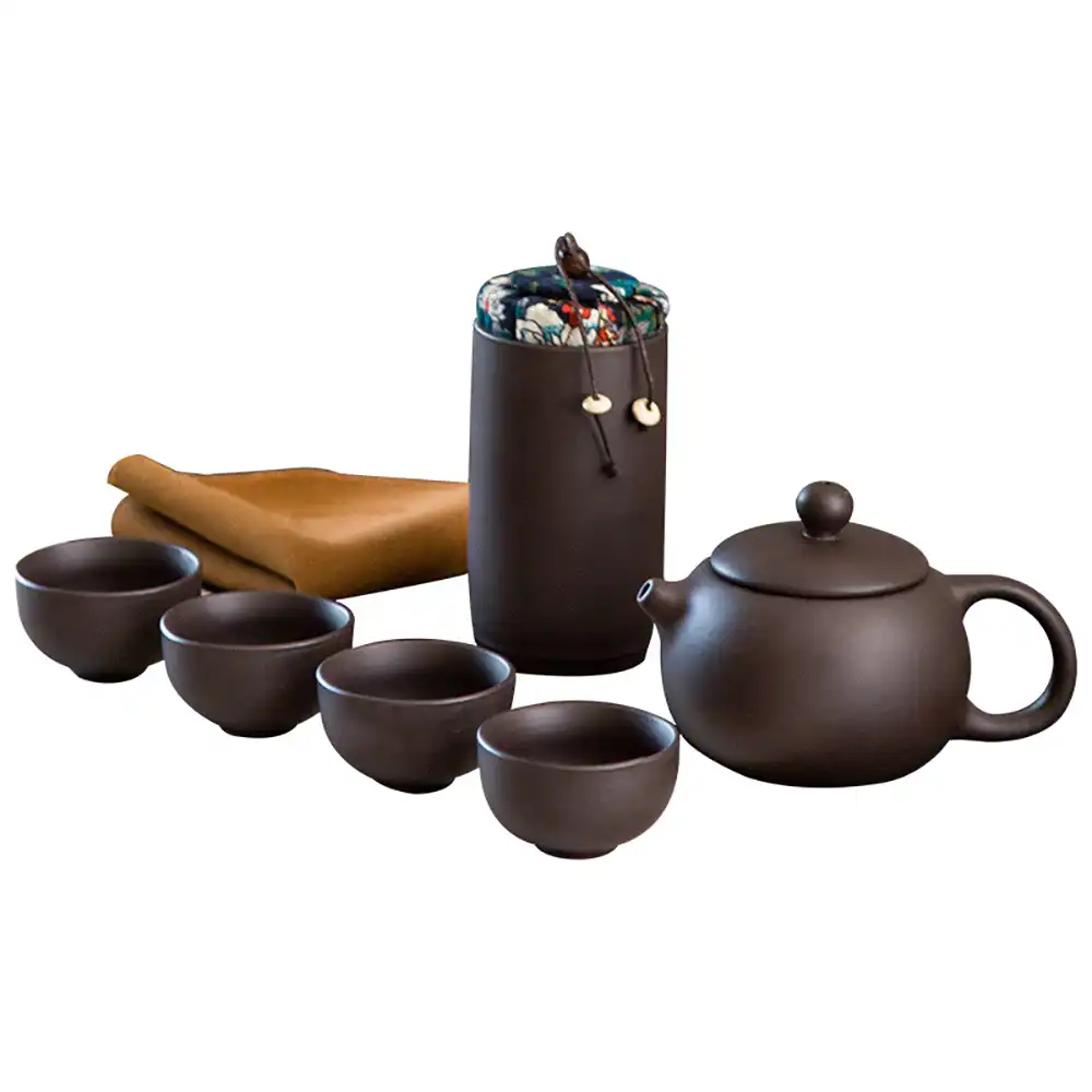 手作り紫砂 7 個茶セット 1 ティーポット 4 カップ 1 茶筒 1 バッグ旅行セットティーポットセット中国茶セット 茶器セット Aliexpress