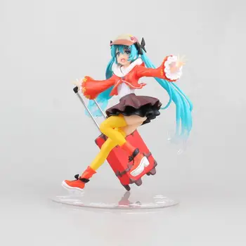 

17cm Autumn Clothing idol Hatsune Miku Luggage Suitcase PVC Action Figure Cute Miku Girl Model Collection Children Toys Gifts