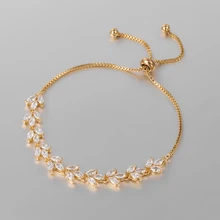 Baiduqiandu Маркиза Форма листьев CZ цирконий браслеты для женщин вечерние для свадьбы, невесты, подружки невесты ювелирные изделия