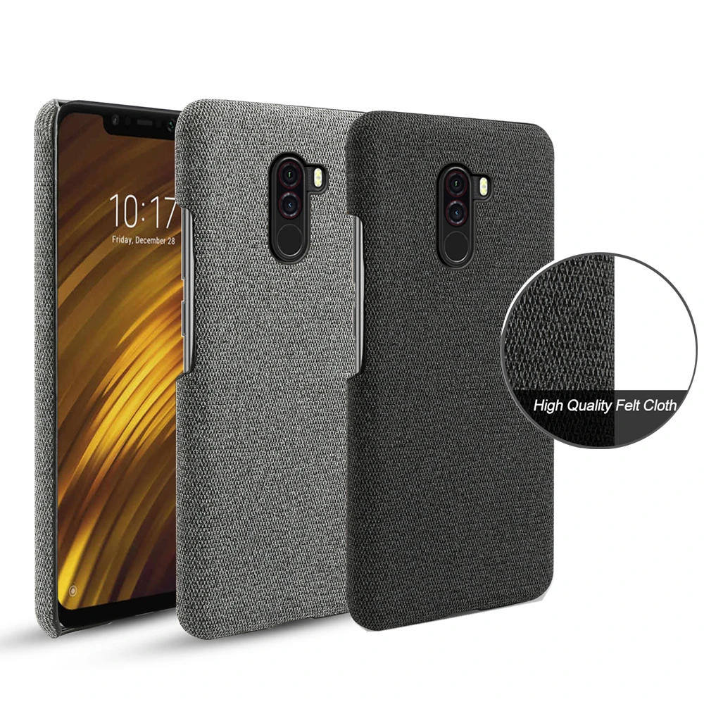 

For Xiaomi Pocophone F1 Phone Case Slim Ultra Thin Retro Woven Fabric Cloth Anti-scratch PC Hard Cover For Pocophone F1 Poco F1