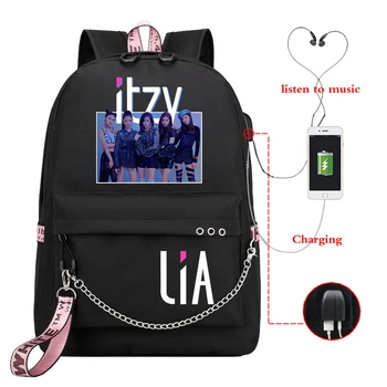 

Mochila WANNABE ITYZ LIA Kpop Backpack Women Travel Backpack School Bags for Teenage Girls Usb Charge Laptop Backpack Men Bags
