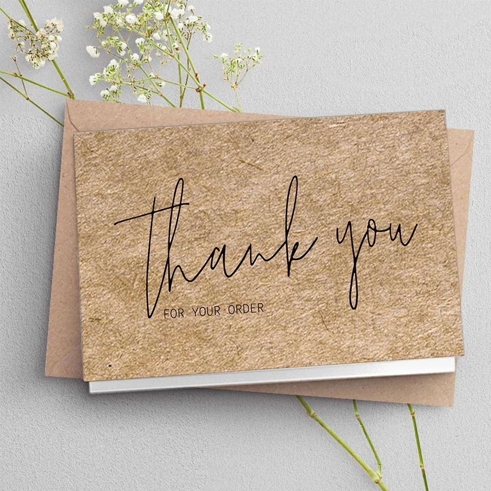 30pcs Natural Kraft Paper Thank You Card Enterprise Store Business
