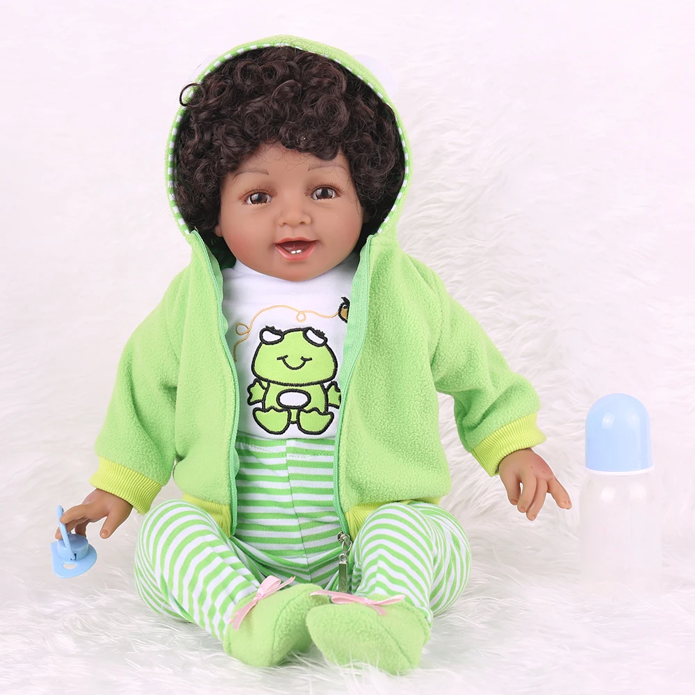 Bebe reborn black dolls 55 см мягкая силиконовая кукла reborn baby doll l. o. l Реалистичная африканская кукла для малышей Подарки-сюрприз NPK кукла