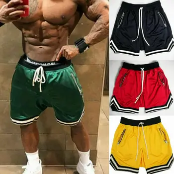 

Men Gym Fitness Running Shorts Sport Workout Casual Jogging Sweat Male Elastic Zipper Pocket Shorts
